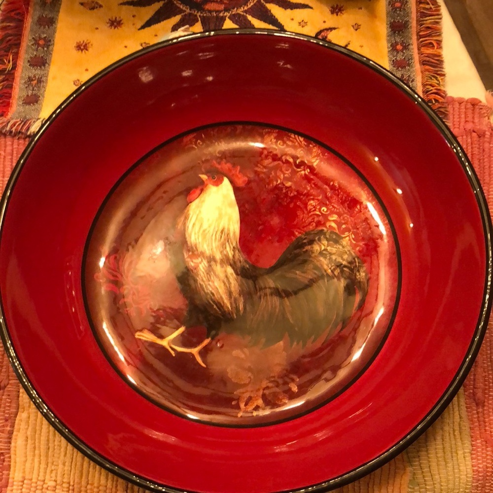 Certified International Susan Winget~Large Rooster Bowl~13.25” x 3”~Beautiful~